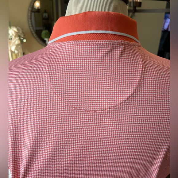 BONOBOS Limited Edition Orange White Houndstooth Performance Golf Polo LARGE - Picture 5 of 14
